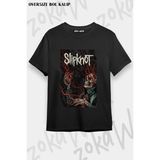 Unisex Bol Kalıp Slipknot V4 Baskılı Tişört - Siyah - M