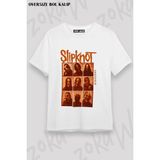 Unisex Bol Kalıp Slipknot V40 Baskılı Tişört - Beyaz - M