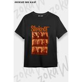 Unisex Bol Kalıp Slipknot V40 Baskılı Tişört - Siyah - XL
