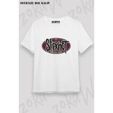 Unisex Bol Kalıp Slipknot V50 Baskılı Tişört - Beyaz - M