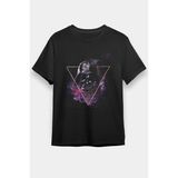 Unisex Bol Kalıp Star Wars (Dart Vader) Baskılı Siyah Tişört - Tshirt - M