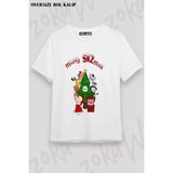 Unisex Bol Kalıp Stray Kids Skzoo V9 Baskılı Tişört - Beyaz - M