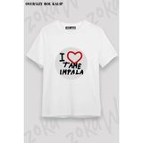 Unisex Bol Kalıp Tame Impala V13 Baskılı Tişört - Beyaz