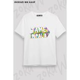 Unisex Bol Kalıp Tame Impala V18 Baskılı Tişört - Beyaz
