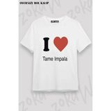 Unisex Bol Kalıp Tame Impala V5 Baskılı Tişört - Beyaz