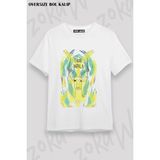 Unisex Bol Kalıp Tame Impala V7 Baskılı Tişört - Beyaz