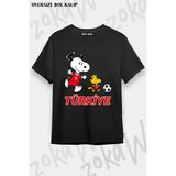 Unisex Bol Kalıp Türkiye World Cup 26 Dünya Kupası Baskılı Tişört V16 - Siyah - M