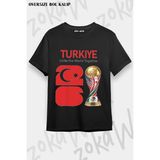 Unisex Bol Kalıp Türkiye World Cup 26 Dünya Kupası Baskılı Tişört V2 - Siyah - XL