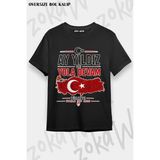 Unisex Bol Kalıp Türkiye World Cup 26 Dünya Kupası Baskılı Tişört V20 - Siyah - M