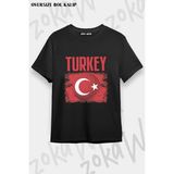 Unisex Bol Kalıp Türkiye World Cup 26 Dünya Kupası Baskılı Tişört V31 - Siyah - M