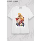 Unisex Bol Kalıp Undertale Sans V1 Baskılı Tişört - Beyaz - M