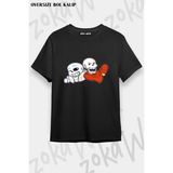 Unisex Bol Kalıp Undertale Sans V11 Baskılı Tişört - Siyah