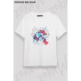 Unisex Bol Kalıp Undertale Sans V17 Baskılı Tişört - Beyaz - M