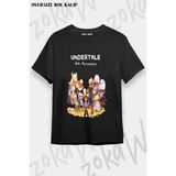 Unisex Bol Kalıp Undertale Sans V2 Baskılı Tişört - Siyah - M
