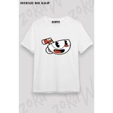Unisex Bol Kalıp Undertale Sans V22 Baskılı Tişört - Beyaz - M