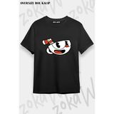 Unisex Bol Kalıp Undertale Sans V22 Baskılı Tişört - Siyah - XL