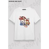 Unisex Bol Kalıp Undertale Sans V26 Baskılı Tişört - Beyaz