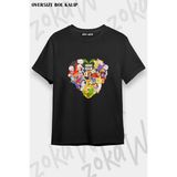 Unisex Bol Kalıp Undertale Sans V27 Baskılı Tişört - Siyah - M