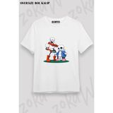 Unisex Bol Kalıp Undertale Sans V28 Baskılı Tişört - Beyaz - XL