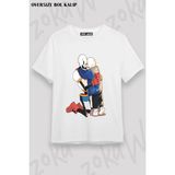 Unisex Bol Kalıp Undertale Sans V35 Baskılı Tişört - Beyaz