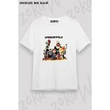 Unisex Bol Kalıp Undertale Sans V5 Baskılı Tişört - Beyaz - XL
