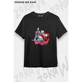 Unisex Bol Kalıp Undertale Sans V7 Baskılı Tişört - Siyah - XL