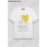 Unisex Bol Kalıp Wu Tang Clan V14 Baskılı Tişört - Beyaz - M
