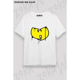 Unisex Bol Kalıp Wu Tang Clan V16 Baskılı Tişört - Beyaz - XL