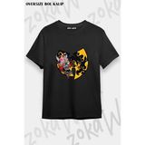 Unisex Bol Kalıp Wu Tang Clan V17 Baskılı Tişört - Siyah - XL