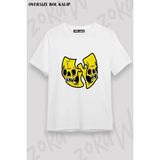 Unisex Bol Kalıp Wu Tang Clan V18 Baskılı Tişört - Beyaz - XL