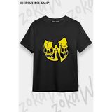 Unisex Bol Kalıp Wu Tang Clan V18 Baskılı Tişört - Siyah - M