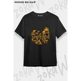 Unisex Bol Kalıp Wu Tang Clan V23 Baskılı Tişört - Siyah - XL