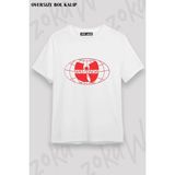 Unisex Bol Kalıp Wu Tang Clan V25 Baskılı Tişört - Beyaz - M