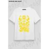 Unisex Bol Kalıp Wu Tang Clan V5 Baskılı Tişört - Beyaz - M
