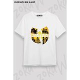 Unisex Bol Kalıp Wu Tang Clan V6 Baskılı Tişört - Beyaz