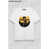 Unisex Bol Kalıp Wu Tang Clan V7 Baskılı Tişört - Beyaz - M