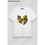 Unisex Bol Kalıp Wu Tang Clan V8 Baskılı Tişört - Beyaz - XL