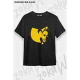 Unisex Bol Kalıp Wu Tang Clan V9 Baskılı Tişört - Siyah - M
