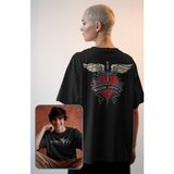 Unisex Bon Jovi Sırt Baskılı Tişört, Oversize Rock Band Temalı T-Shirt - 2XL - Siyah