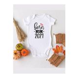 Unisex Born In 2021 Baskılı Organik Kısa Kol Çıtçıtlı Bebek Body 54812021BORNN