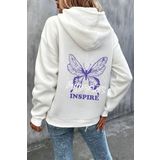 Unisex Butterfly & Letter Graphic Baskılı Sweatshirt