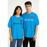 Unisex Çift Erkek Kadın Tişört 2Li Set Takım – The Key To Baskılı Sevgili Kombini