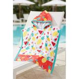 Unisex Çocuk 4-6 Yaş Kapşonlu Plaj Havlusu Panço Havlu Yüzücü Deniz Havuz Bornozu Bebek Banyo Havlusu Fruit