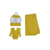 Unisex Çocuk Atkı Bere Eldiven Set Sarı 8-12 Yaş