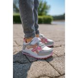 Unisex Çocuk Cırtlı Bağcıklı Sneaker Günlük Spor Ayakkabı - Pembe - Beyaz