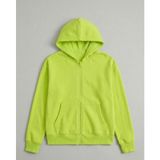 Unisex Çocuk Fosfor Yeşil Fermuarlı Kapüşonlu Sweatshirt Okul-Günlük Için Rahat Basic Hırka 3-10YAŞ - Fosforlu Yeşil - 5 - 6 Yaş