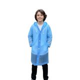 Unisex Çocuk Kapüşonlu Uzun Yağmurluk Mavi