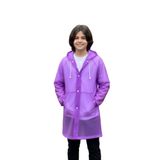 Unisex Çocuk Kapüşonlu Uzun Yağmurluk Mor