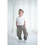 Unisex Çocuk Oversize Ekose Pantolon - Bej - 2 Yaş