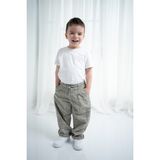 Unisex Çocuk Oversize Ekose Pantolon - Bej - 5 Yaş